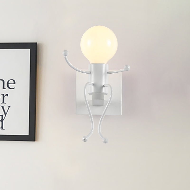 Avtoit | Black/White Human Shape Wall Lamp Art Deco Metallic 1/2-Cap Bedside Wall-mounted Lighting