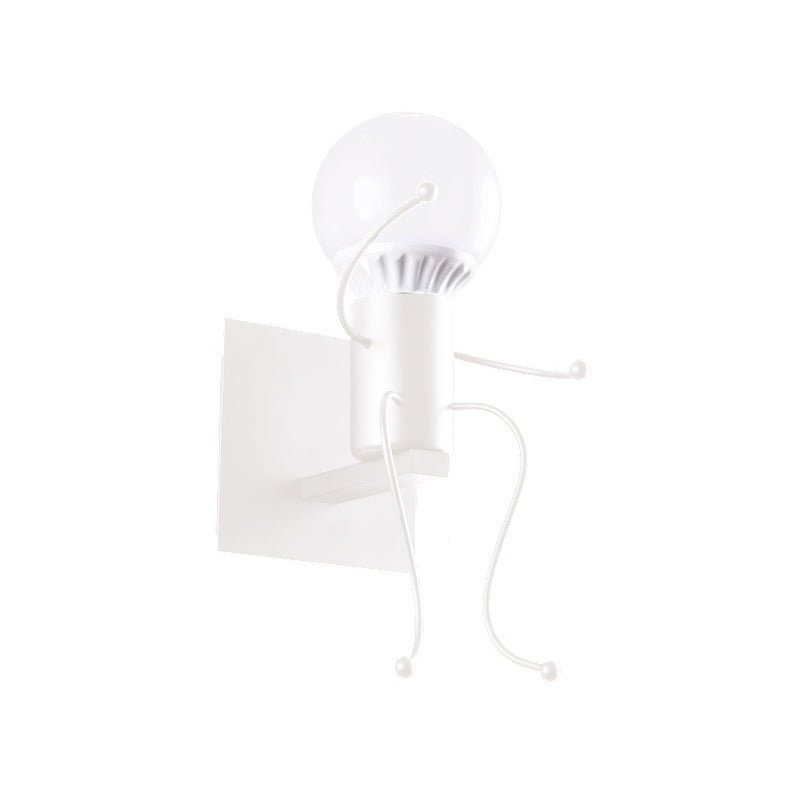Avtoit | Black/White Human Shape Wall Lamp Art Deco Metallic 1/2-Cap Bedside Wall-mounted Lighting