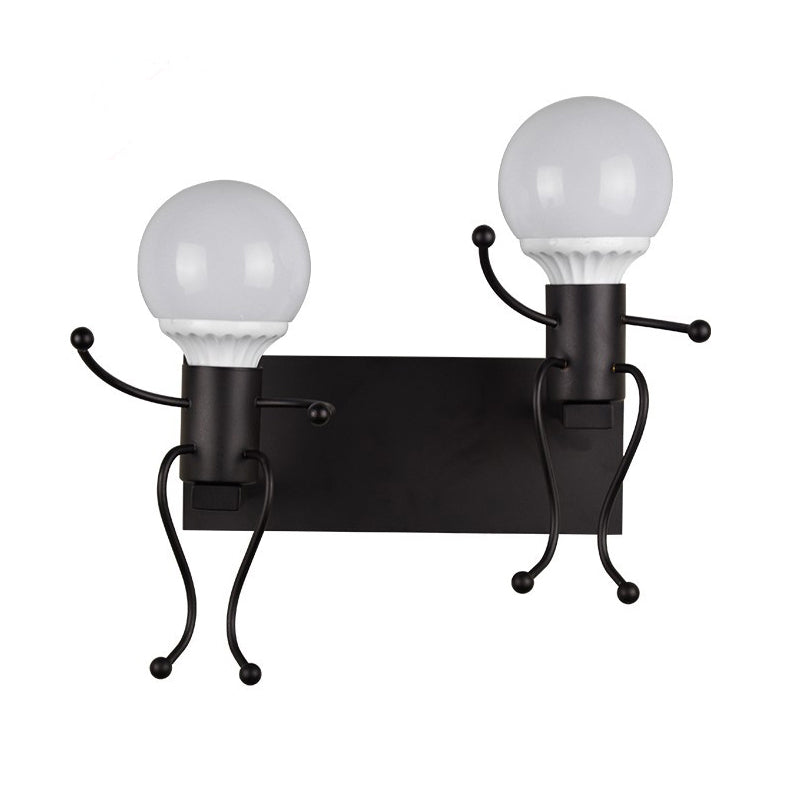 Avtoit | Black/White Human Shape Wall Lamp Art Deco Metallic 1/2-Cap Bedside Wall-mounted Lighting