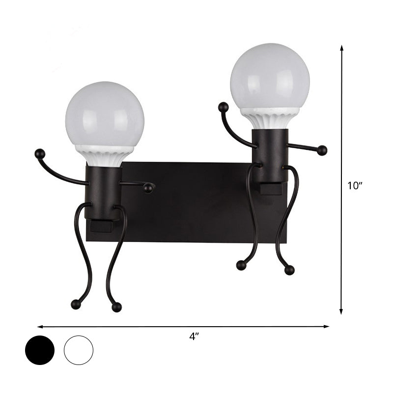 Avtoit | Black/White Human Shape Wall Lamp Art Deco Metallic 1/2-Cap Bedside Wall-mounted Lighting