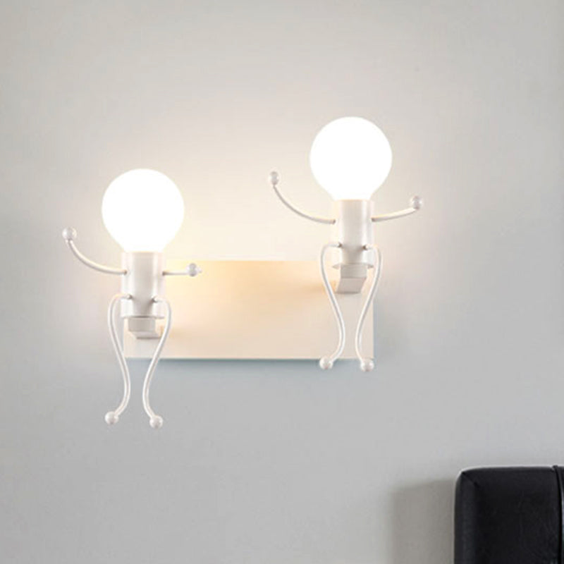Avtoit | Black/White Human Shape Wall Lamp Art Deco Metallic 1/2-Cap Bedside Wall-mounted Lighting