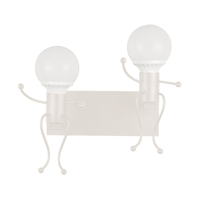 Avtoit | Black/White Human Shape Wall Lamp Art Deco Metallic 1/2-Cap Bedside Wall-mounted Lighting