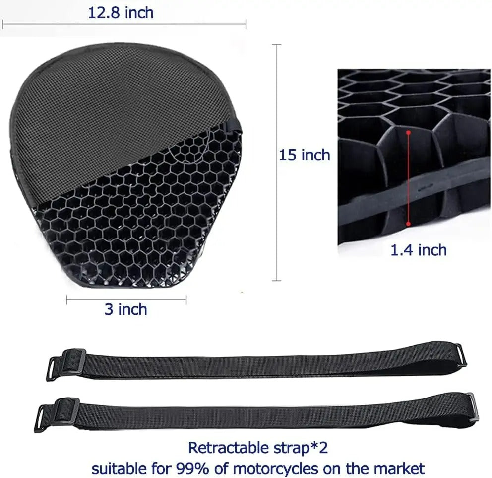 Avtoit | HoneyRide – 3D Honeycomb Shock-Relief Motorcycle Seat Cushion