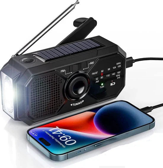 Avtoit | Portable emergency radio with solar panel and hand crank – FM/AM reception and power bank function