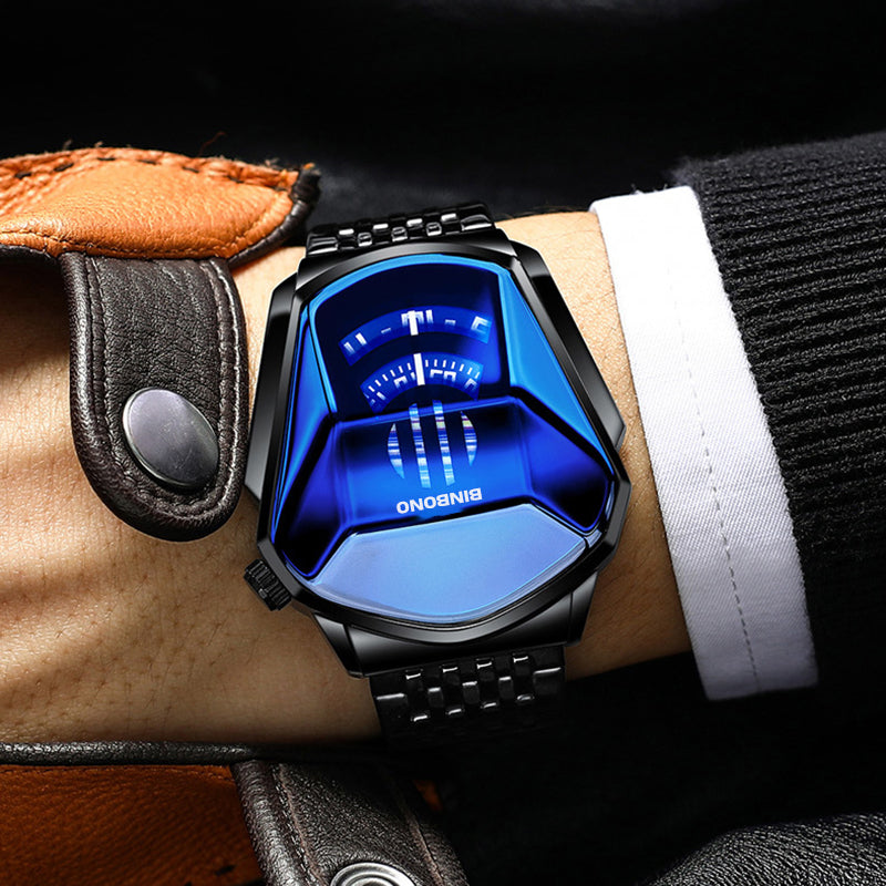 Men's Diamond-Style Quartz Watch with Creative Second Hand