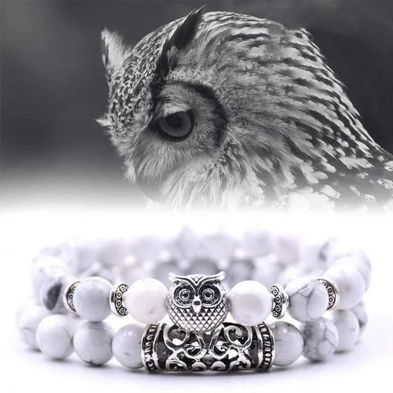 Avtoit | Owl Charm Natural Stone Bracelet