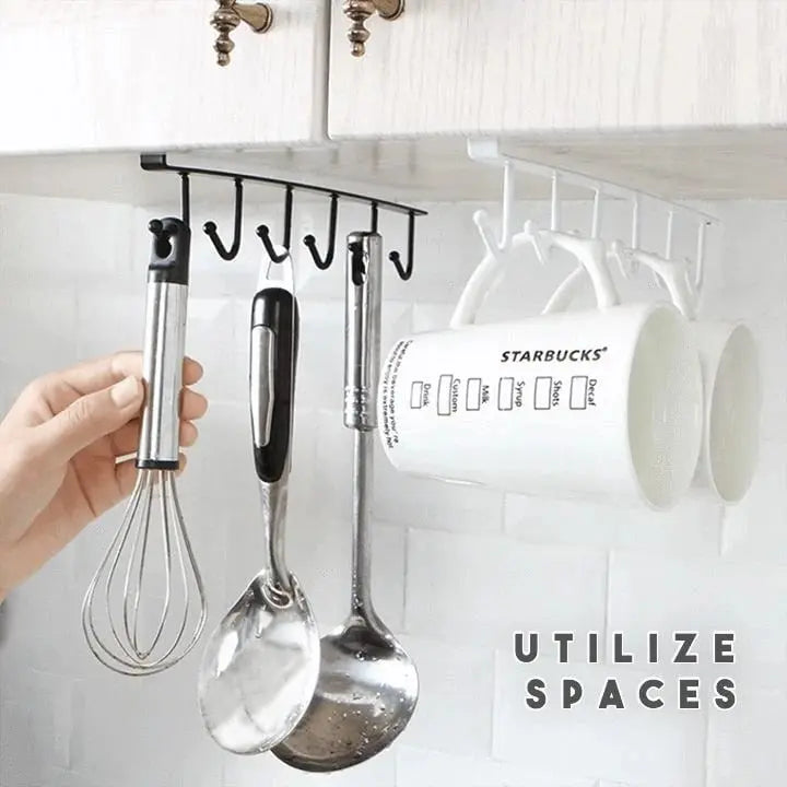 Avtoit | Under-cabinet hook strip – space-saving kitchen storage with 6 hooks