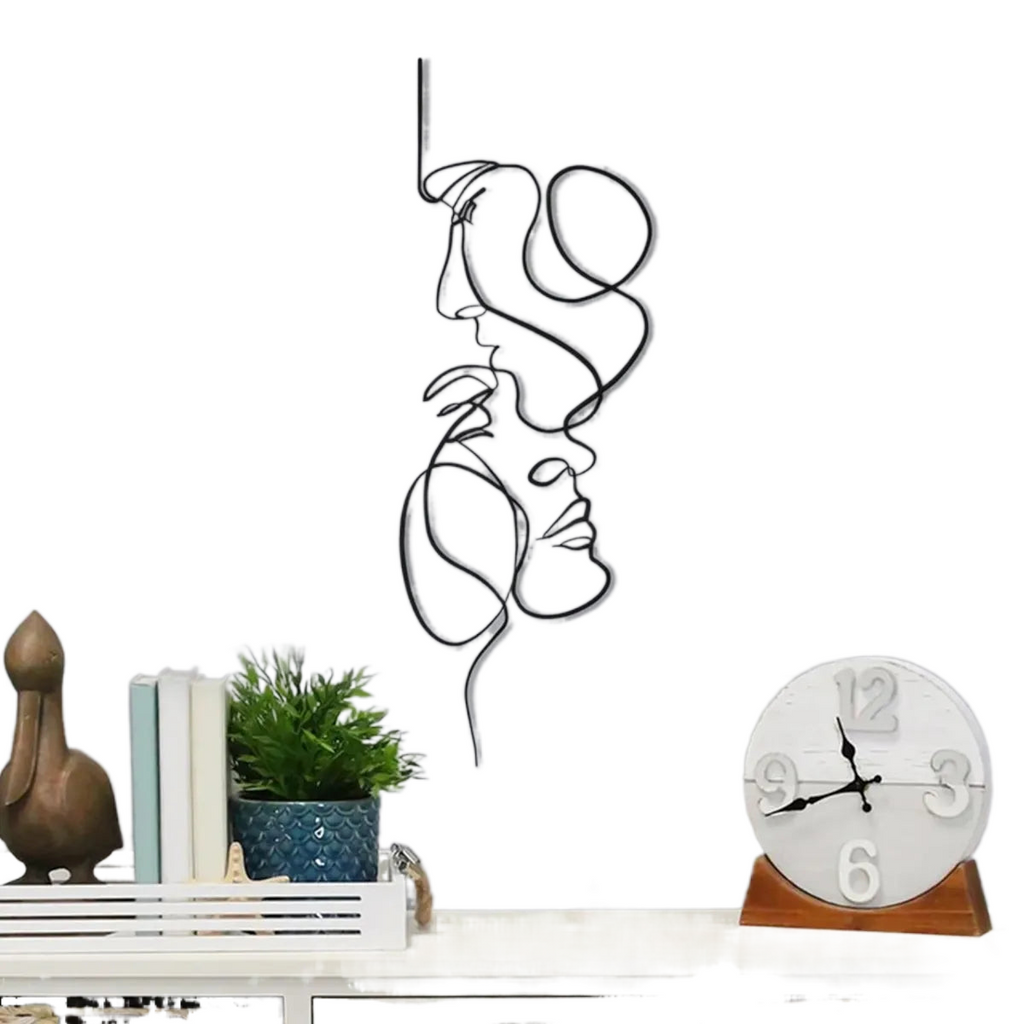 Avtoit | Black Metal Wall Art Wall Decoration Abstract Iron Wall Sculpture Minimalist Face Line Home Decor Craftsmanship