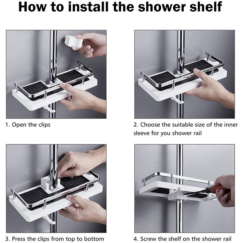 Avtoit | Bathroom Shelf Caddy for Shower Rod, No Drilling Pole Shower Storage Shelf Holder