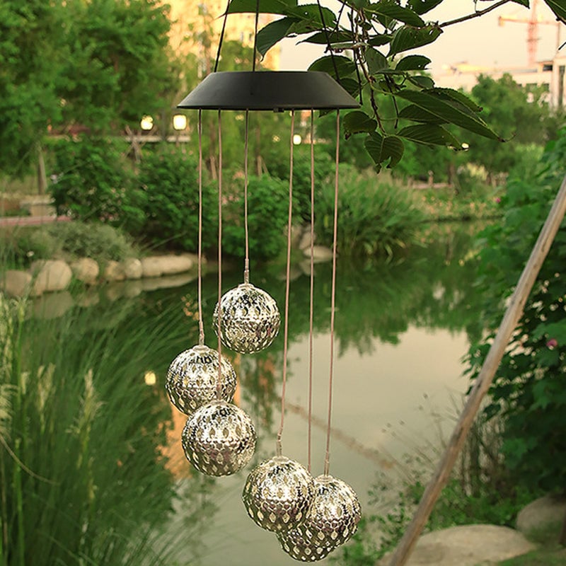 Avtoit | Solar Metal Ball Wind Chime – Solar Powered LED Garden Decoration with Soothing Sounds