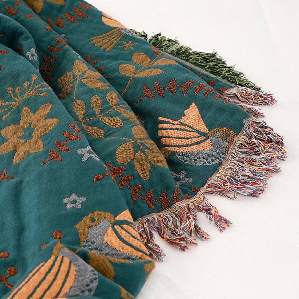 Avtoit | Reversible Scandinavian Bird Throw Blanket