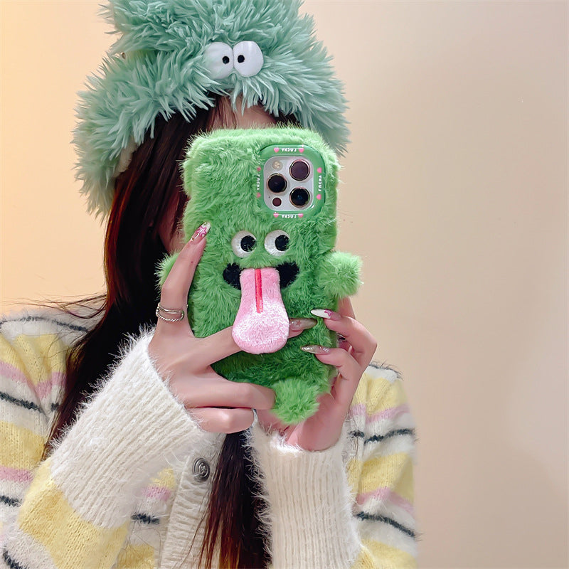 Avtoit | Funny Tongue Sticking Out Plush Phone Case For iPhone