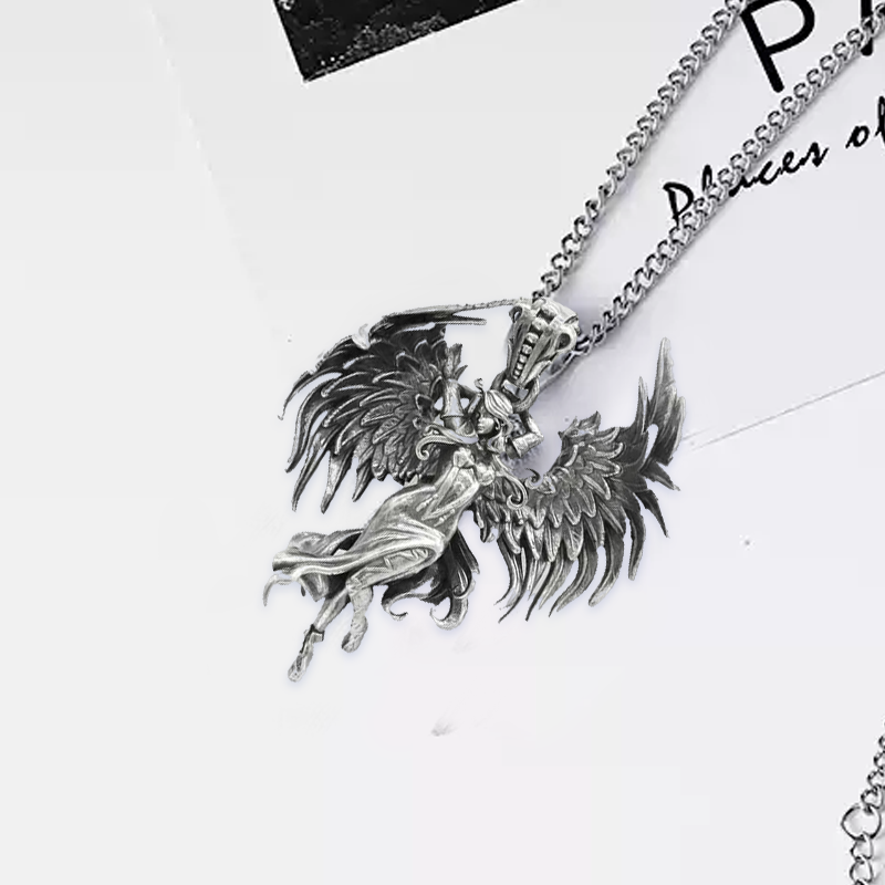 Avtoit | Sterling Silver Guardian Angel Pendant Necklace
