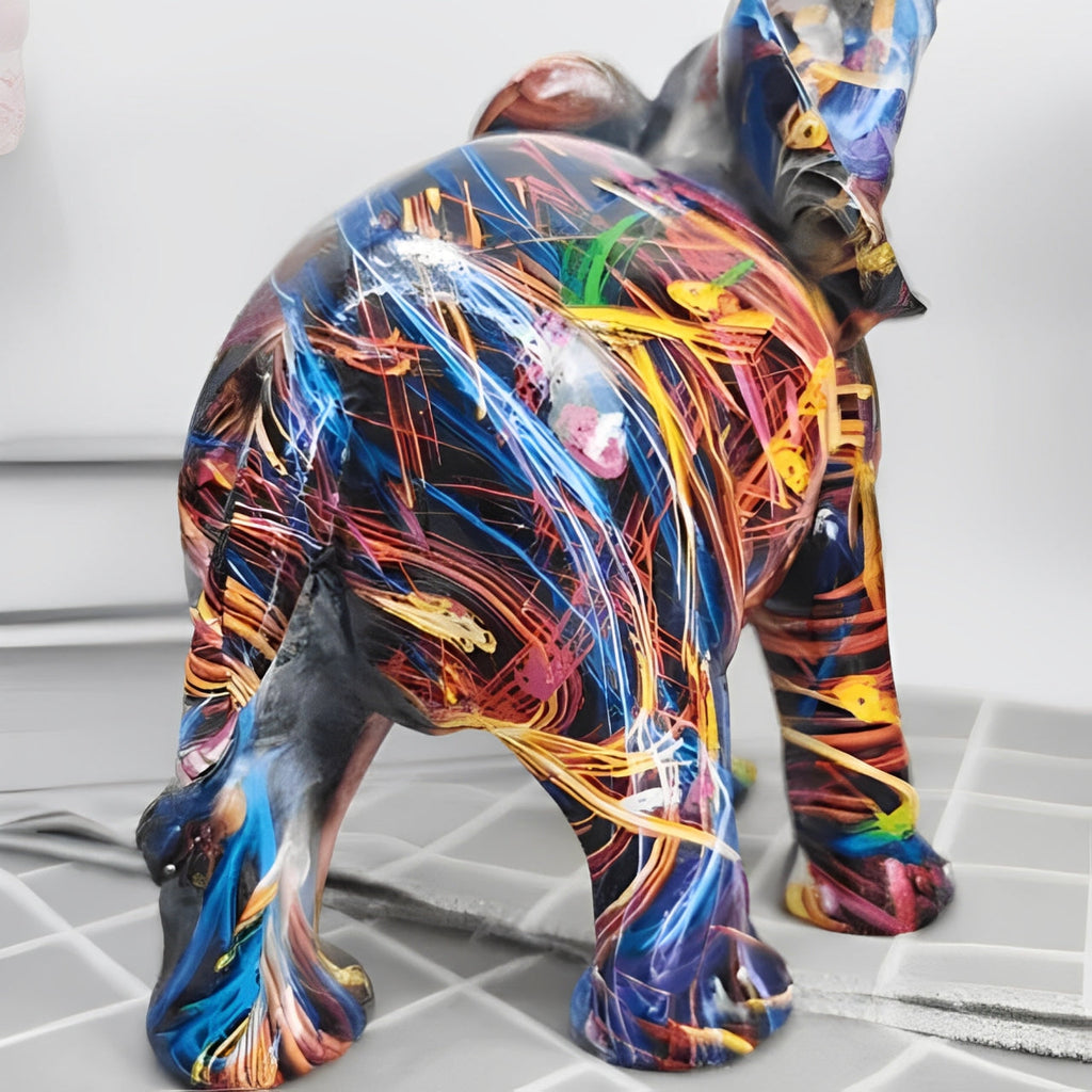 Avtoit | Abstract Elephant Statue – Colourful African Design with Raised Trunk for Good Luck