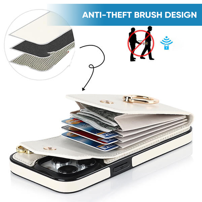 Avtoit | Leather Wallet Case with Ring & Lanyard for iPhone