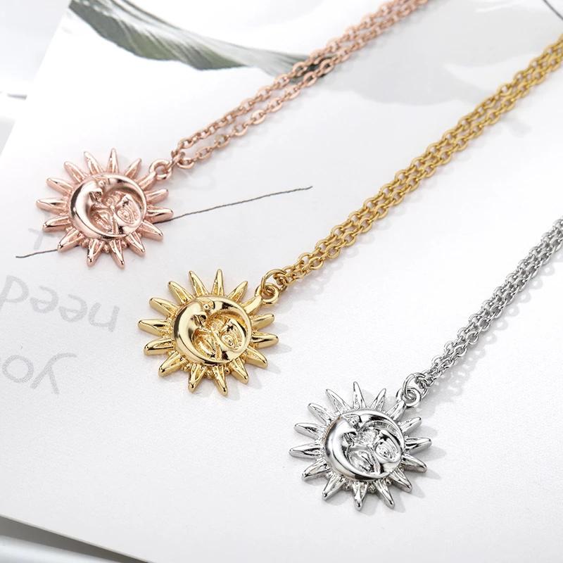 Avtoit | Vintage Sun and Moon Stainless Steel Necklace