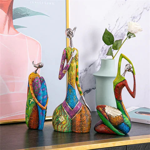 Avtoit | Modern Abstract Woman Sculptures – Handcrafted Colourful Resin Art for Home Decor