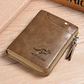 Men's RFID-Blocking Leather Wallet with Zipper Closure