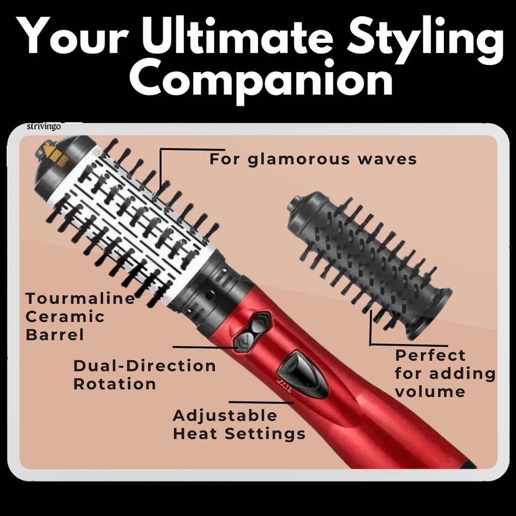 Avtoit | 3-in-1 Rotating Hair Dryer and Styler with Adjustable Temperature for Effortless Curls and Waves
