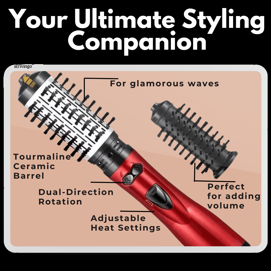 Avtoit | 3-in-1 Rotating Hair Dryer and Styler with Adjustable Temperature for Effortless Curls and Waves