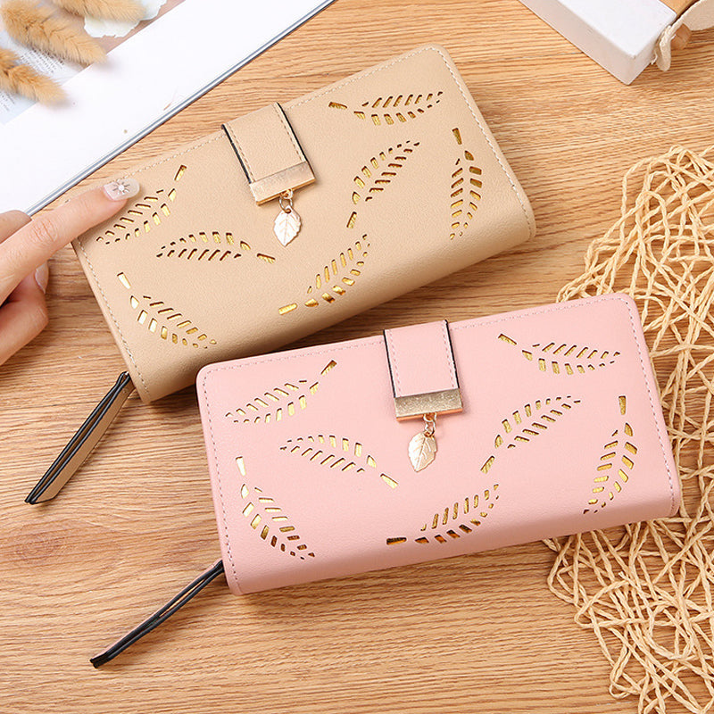 Avtoit | Long wallet for women with leaf pattern