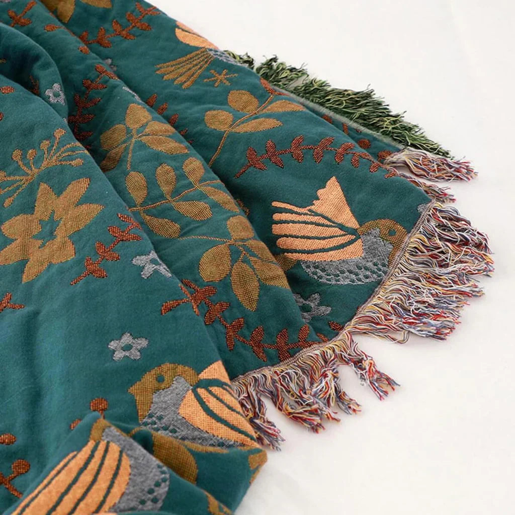 Avtoit | Reversible Scandinavian Blanket with Bird Design
