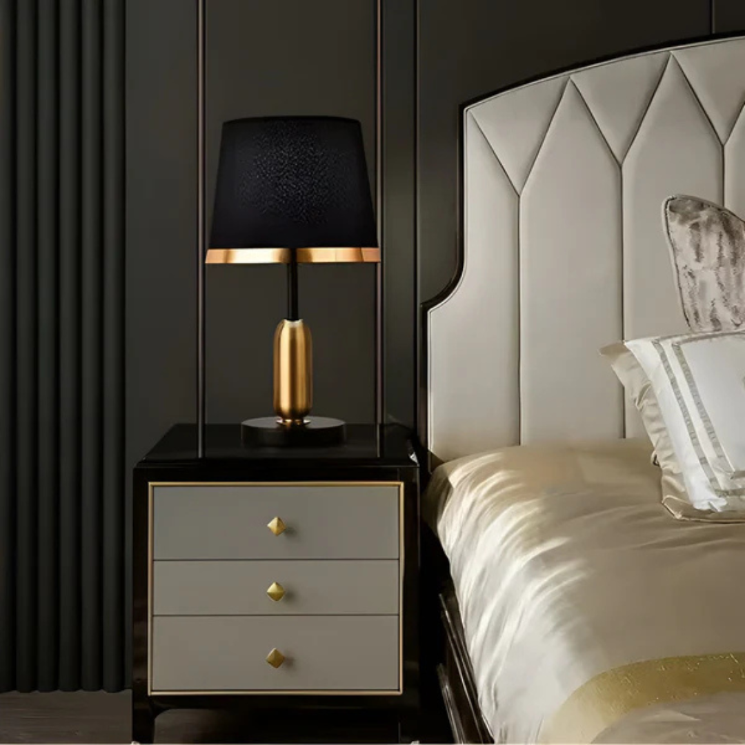 Avtoit | Lumivara Modern Black Fabric Table Lamp – Elegant Home Lighting