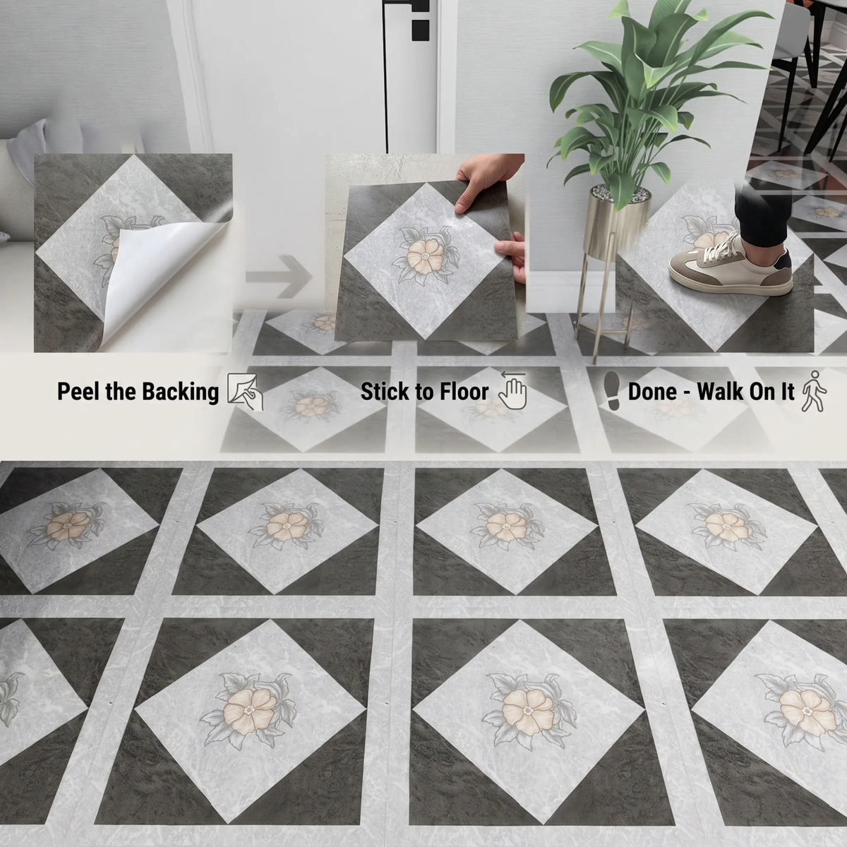 Avtoit | Peel and Stick PVC Flooring Matt Vinyl Flooring with Stone Look