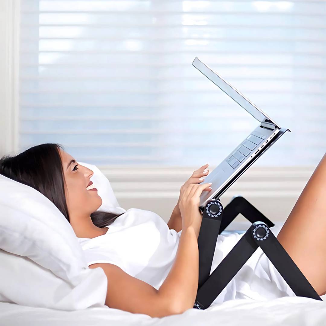 Avtoit | Adjustable Laptop Stand for Bed, Couch & Desk - Ergonomic Design with Cooling Function for Comfort and Productivity