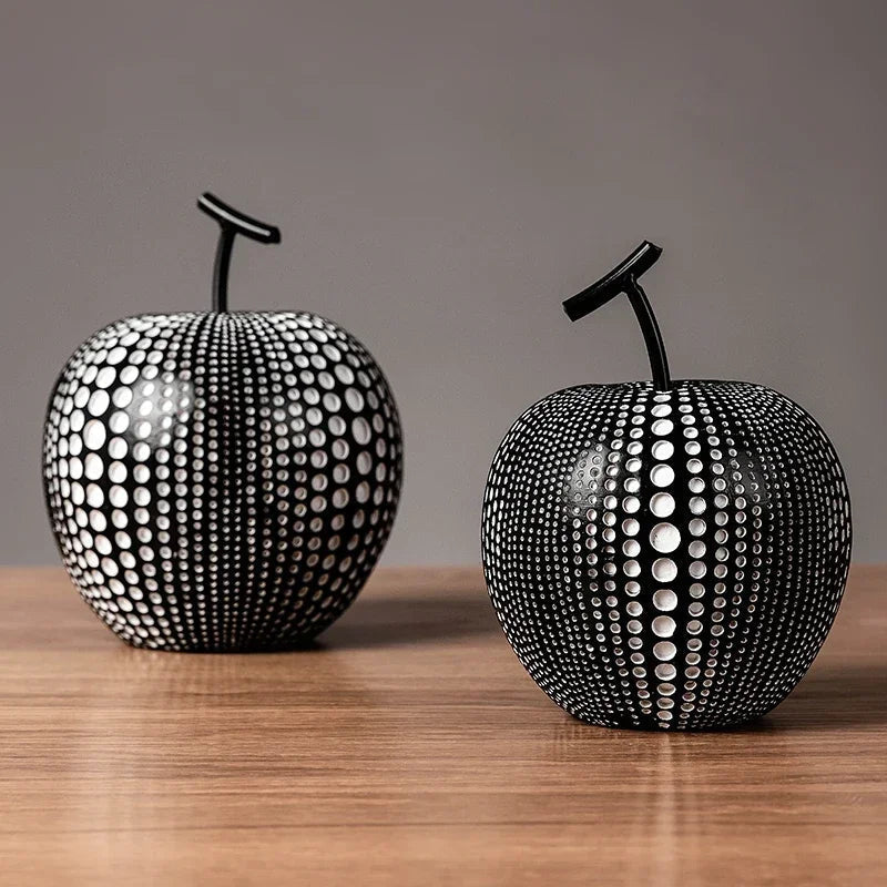 Avtoit | MonoApple Apple Sculpture – black-and-white polka dot pattern