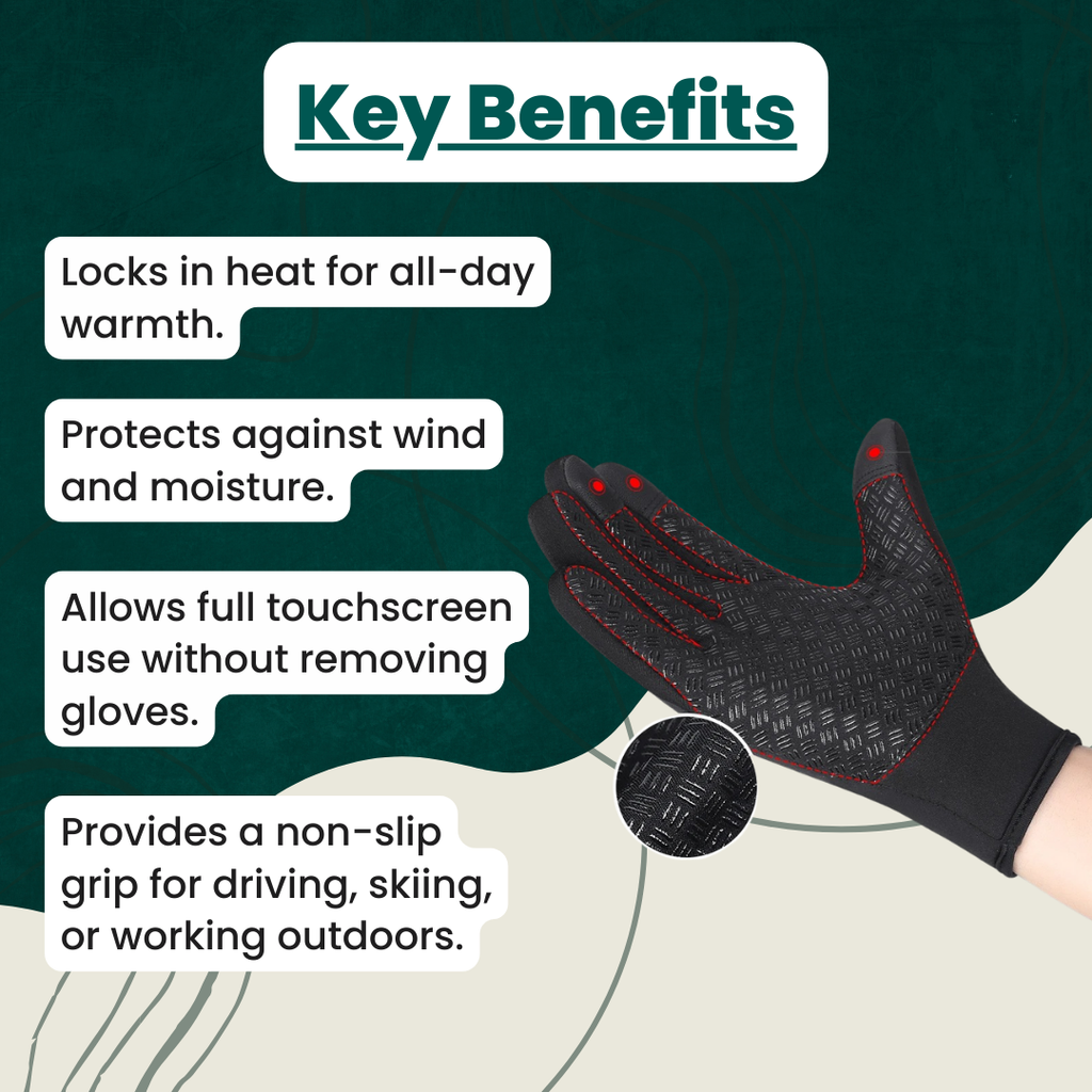 Avtoit | Warm Waterproof Gloves: Thermal Gloves with Touch Screen | Biking, Golf, Raynaud's, and Winter Sports