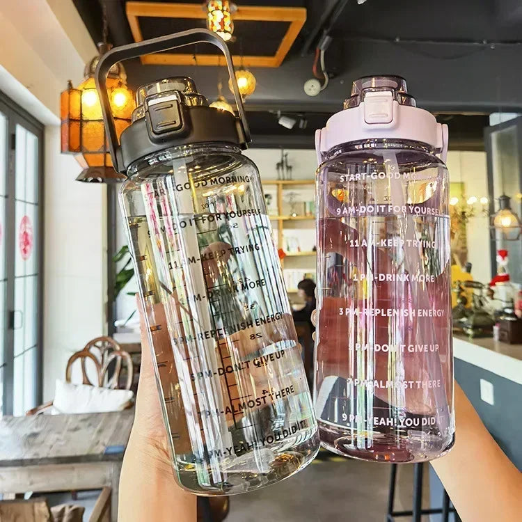 Avtoit | 2L Portable Sports Water Bottle with Straw and Time Markings