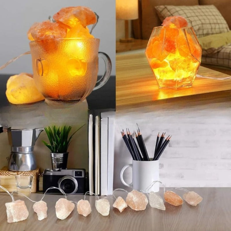 Avtoit | SolaraGleam Himalayan Salt String Lights | Warm Amber Light | Portable Natural Crystal Decoration for Home