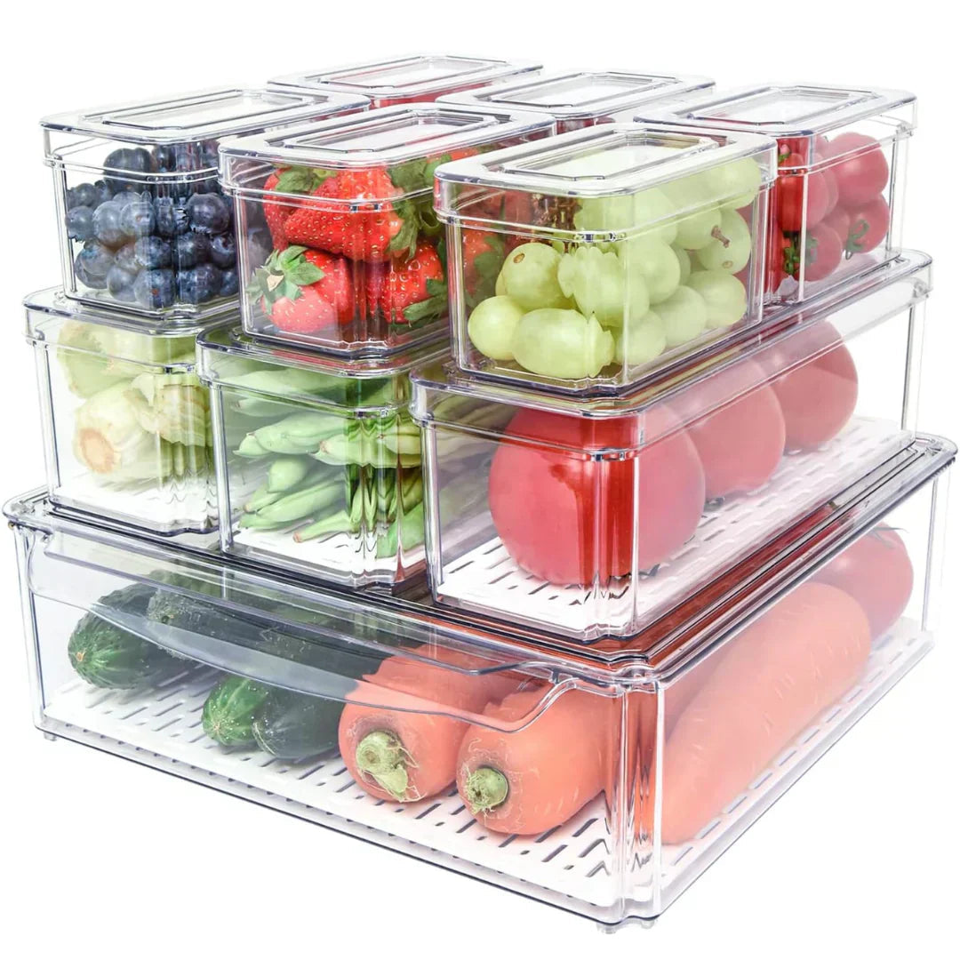 Avtoit | Stackable Fridge Organiser Set – 10 Clear Storage Boxes for Freshness & Kitchen Order