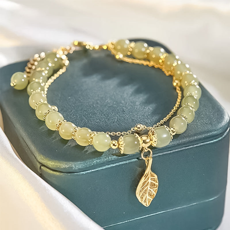 Avtoit | Hetian Jade Bracelet with Leaf