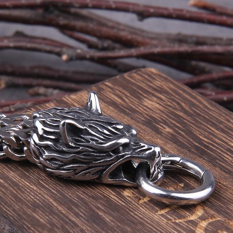 Avtoit | Viking Stainless Steel Double Wolf Head Fenrir Bracelet