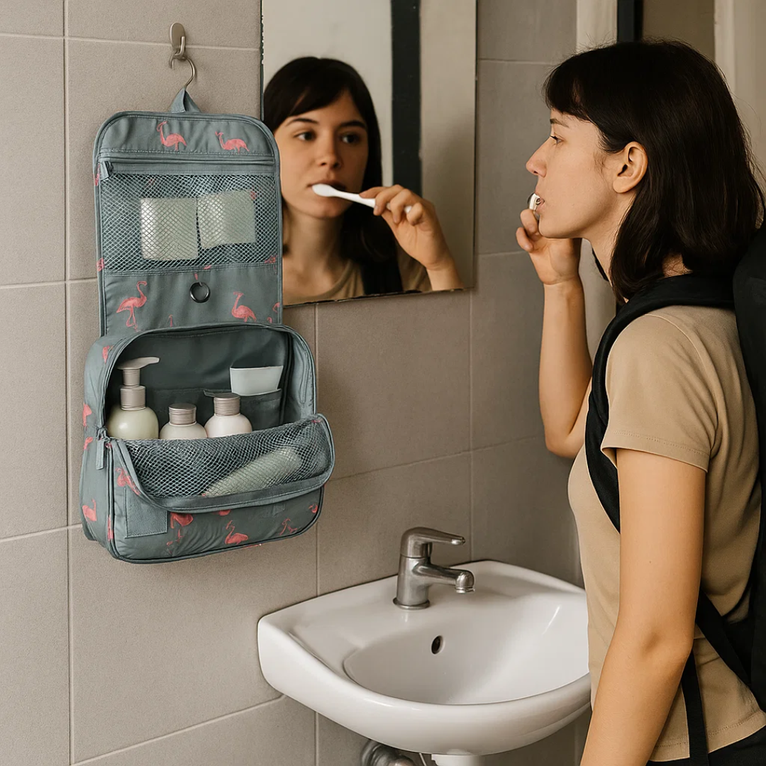 Water-Resistant Hanging Toiletry Bag with Organized Storage for Travel