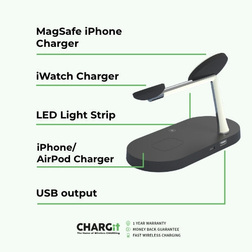 Avtoit | 4-in-1 Wireless Charging Station - Magnetic Qi Charger for Phone, Watch & Earbuds