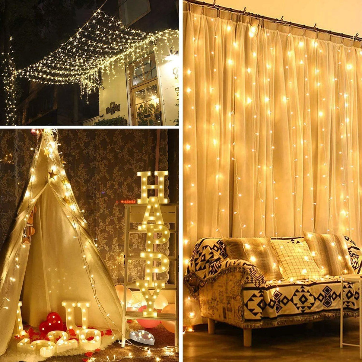 Avtoit | 600 LED 9.8 x 19.6 FT. LED curtain lights with 8 light modes and memory function