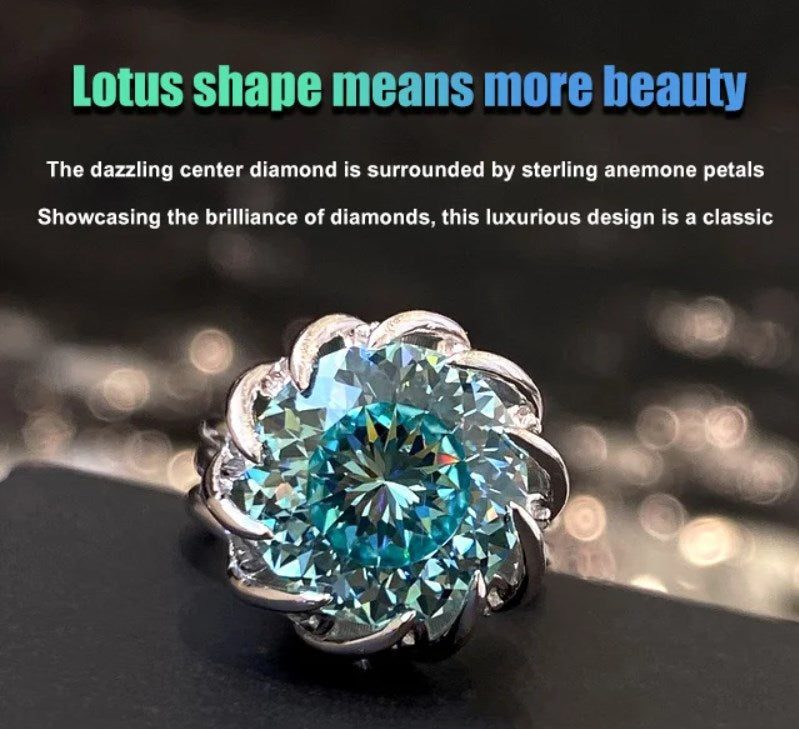 Avtoit | 6 Carat Paraiba Blue-green Lotus Diamond Ring