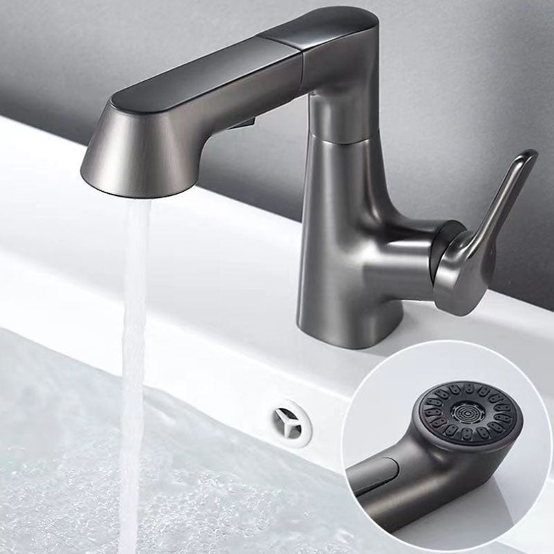 Avtoit | Modern Sink Faucet Lever Handle Copper Low Arc Pull-Out Sink Faucet