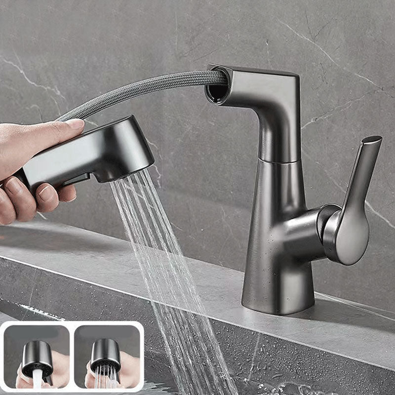 Avtoit | Modern Sink Faucet Lever Handle Copper Low Arc Pull-Out Sink Faucet