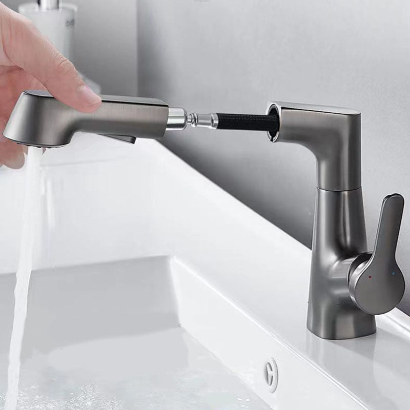 Avtoit | Modern Sink Faucet Lever Handle Copper Low Arc Pull-Out Sink Faucet