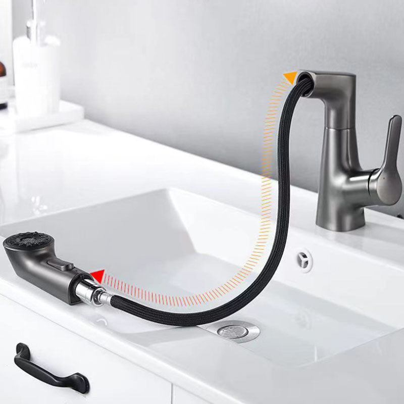 Avtoit | Modern Sink Faucet Lever Handle Copper Low Arc Pull-Out Sink Faucet