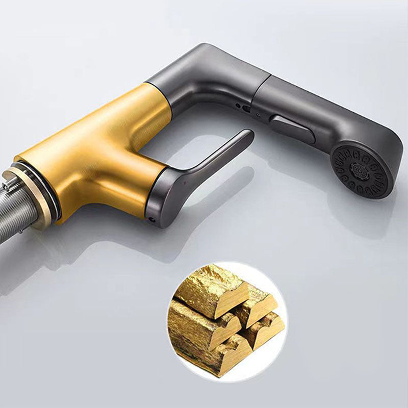 Avtoit | Modern Sink Faucet Lever Handle Copper Low Arc Pull-Out Sink Faucet