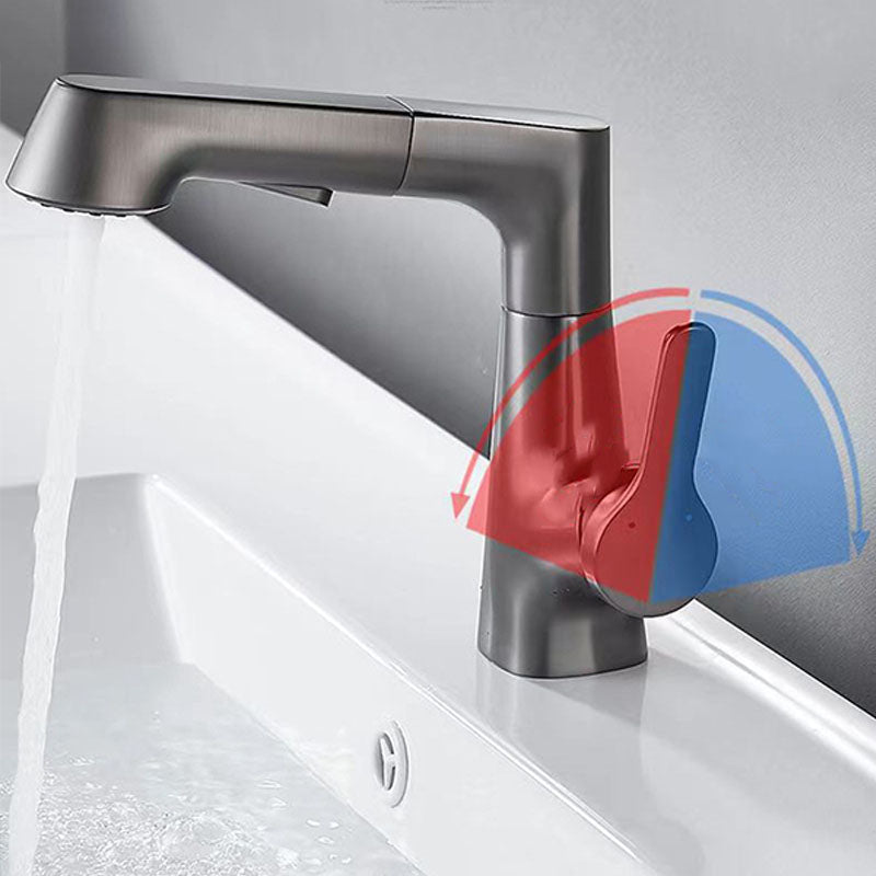 Avtoit | Modern Sink Faucet Lever Handle Copper Low Arc Pull-Out Sink Faucet