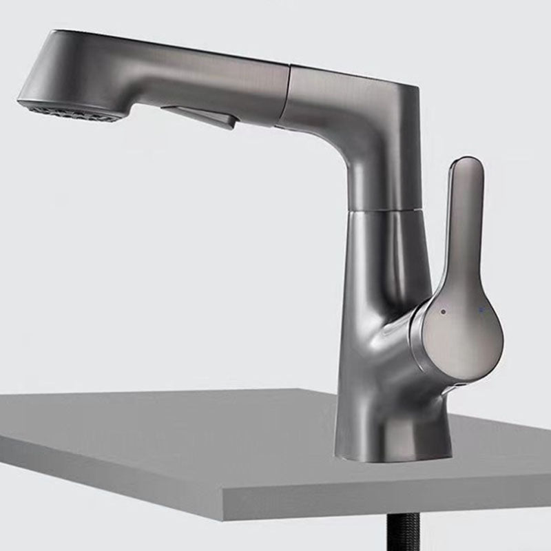 Avtoit | Modern Sink Faucet Lever Handle Copper Low Arc Pull-Out Sink Faucet