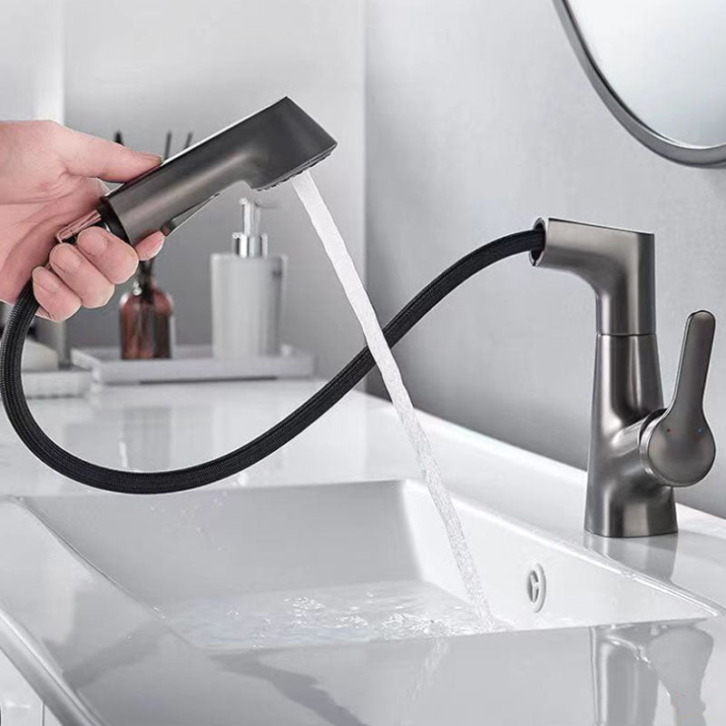 Avtoit | Modern Sink Faucet Lever Handle Copper Low Arc Pull-Out Sink Faucet