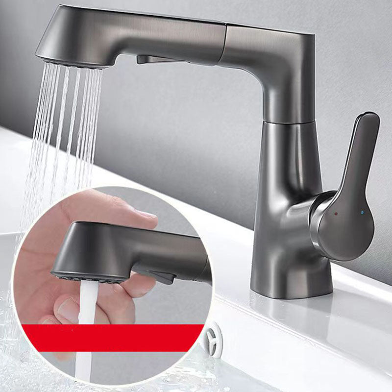 Avtoit | Modern Sink Faucet Lever Handle Copper Low Arc Pull-Out Sink Faucet