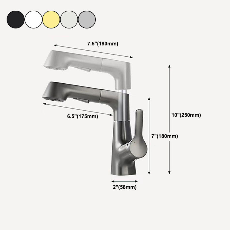 Avtoit | Modern Sink Faucet Lever Handle Copper Low Arc Pull-Out Sink Faucet